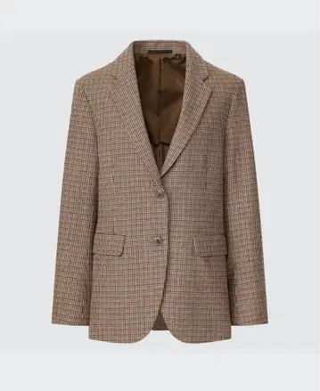 유니클로 릴랙스 테일러드 자켓 (체크) L 사이즈 브라운