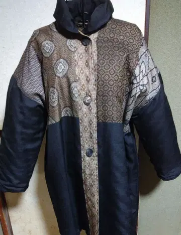 츠무기 패치워크 디자인 다운 롱 코트