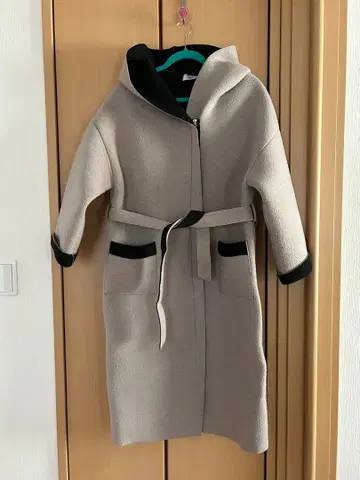 stylesea 한국 스타일 후드 부착 베이지 블랙 롱 코트