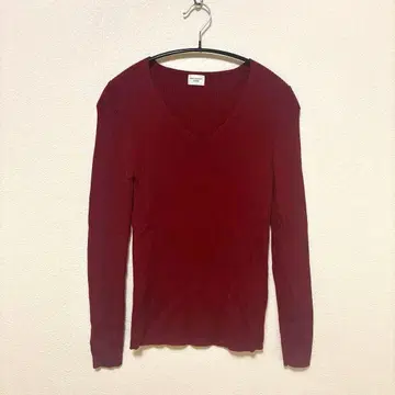 URBAN RESEARCH DOORS 버건디 V넥 울 니트
