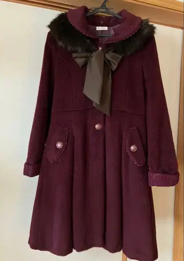 엑시즈팜 롱 코트 M 사이즈 와인 레드