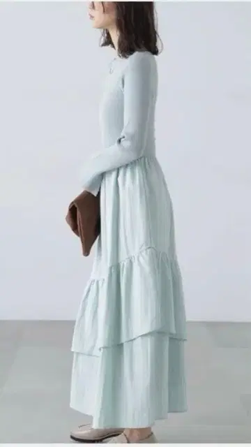 민트 그린 2-way 니트 원피스