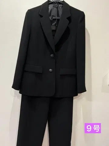 블랙 팬츠 수트 싱글 버튼 여성용 9호