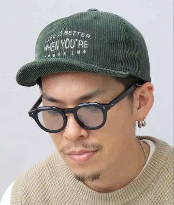 베이직 앙팡 굵은 폭 코듀로이 영문 자수 엠파이어 캡