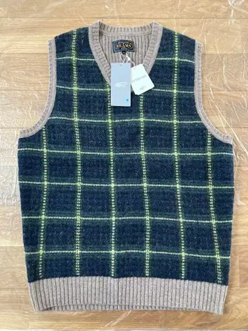 미사용 BEAMS PLAS 체크 무늬 베스트 M 사이즈