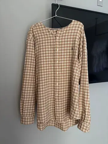 브라운 체크 무늬 긴팔 셔츠 랄프 로렌