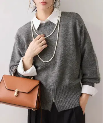 [ VIS ] 밑단 지퍼 니트 풀오버