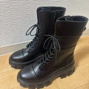 미들 레이스업 부츠 블랙 M