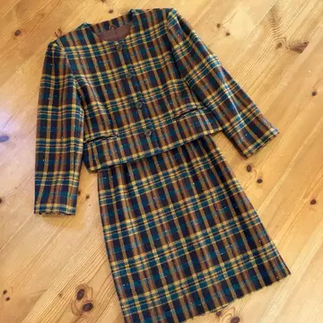 쇼와 레트로 버블 수트 체크 셋업