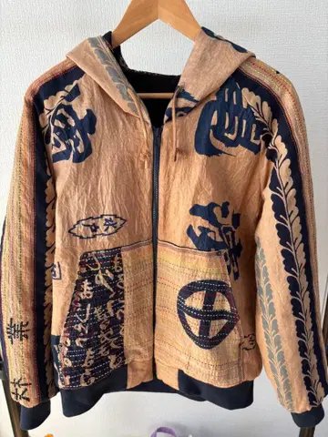 감물 염색 후디 블루종