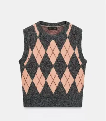 ZARA 다이아 무늬 니트 베스트 L 사이즈