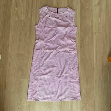 레트로 스트라이프 슬리브리스 원피스 9호 정도