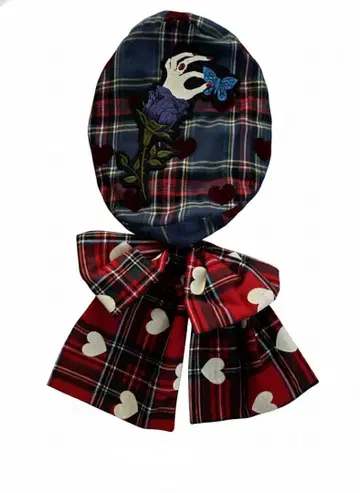 HEIHEI 체크 무늬 빅 리본 베레모