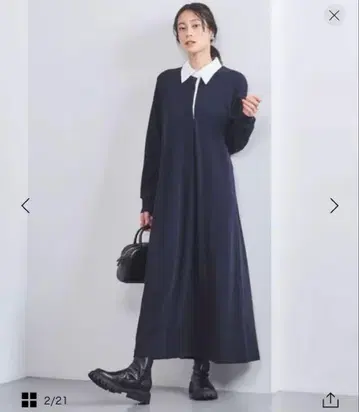 UNITED ARROWS 코튼 라거 셔츠 원피스 블랙