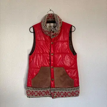 Jean nassaus 빨간색 다운 베스트 니트 카라 부착