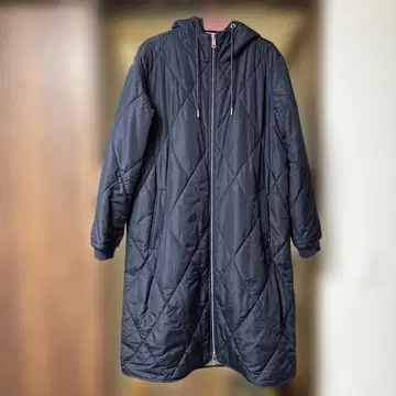 타미힐피거 네이비 퀼팅 후드 코트