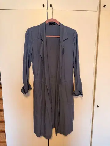 COMME CA 블루 그레이 롱 스프링 코트