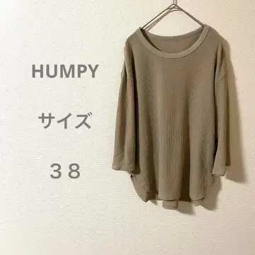 HUMPY 리브 베이지 5부 소매 티셔츠