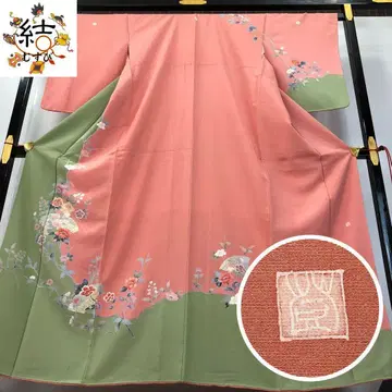 MK-1569 호몬기 작가물 아름다운 분할 염색 꽃 무늬 금채 농복숭아색