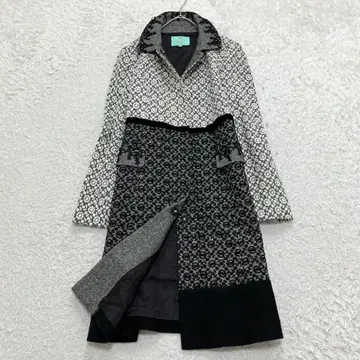 컨디션 최상 토카 TOCCA 롱 코트 자수 레이스 리본 실크 빅 사이즈