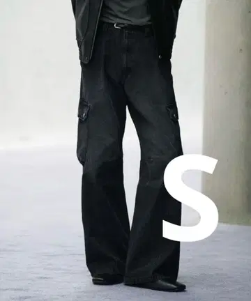 VINTAGE WASHED DENIM CURVED CARGO