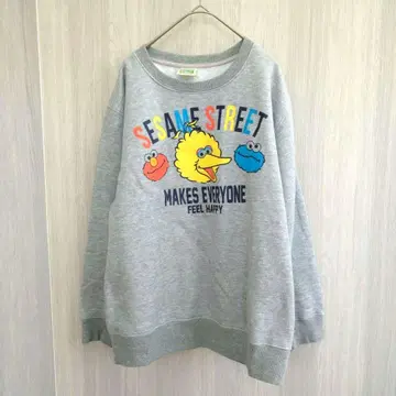 세서미 스트릿 트레이닝복 맨투맨 프린트 빅 사이즈 그레이 3L