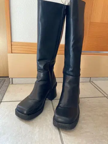 블랙 롱 부츠 플랫폼 힐