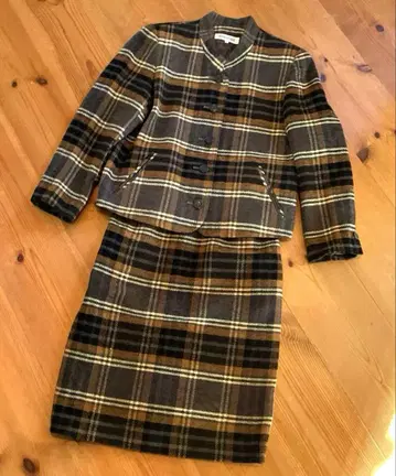 쇼와 레트로 버블 수트 브라운 체크 셋업