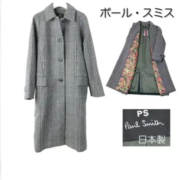 901 새상품 PS 폴스미스 롱 코트 체크 울 코트 일본제 40