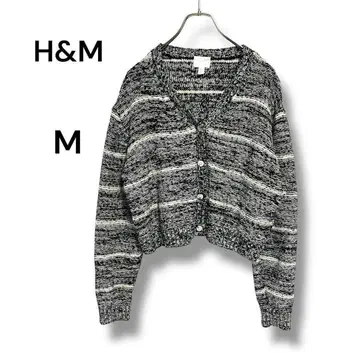 H&M 보더 무늬 숏 기장 V넥 니트 가디건 M 사이즈 가을/겨울