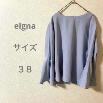 elgna 라이트 블루 플레어 소매 셔츠 성인 여성 청순