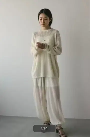 스타일 믹서기 크로셰 루즈 니트 아이보리