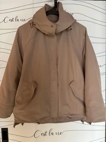 베이지 후드 부착 마운틴 후드티