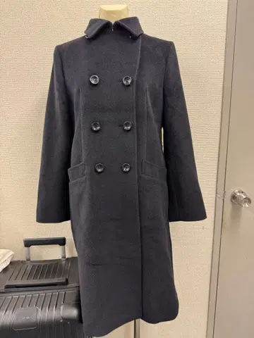 미사용품 더블 브레스트 코트 블랙