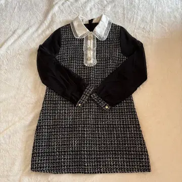 비쥬 버튼 트위드 미니 원피스