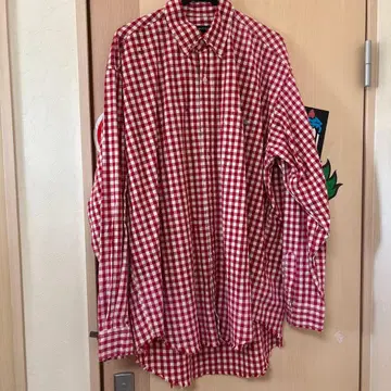 NAUTICA 빨간색과 화이트 체크 긴팔 셔츠