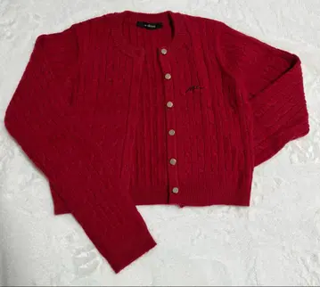 w closet 빨간색 케이블 니트 가디건