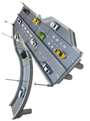 1:64 미니카 디오라마 비상 주차대 합류 커브 세트