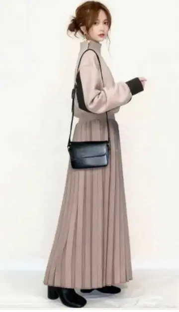 A 라인 롱 원피스 베이지 하이웨스트