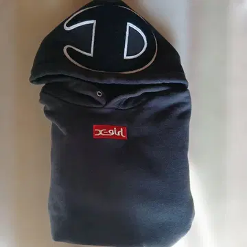 [ 새상품급 ] x-girl 챔피온 콜라보 다크 그레이 후드 부착 후드티