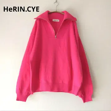HeRIN.CYE 해린 도트 사이 세탁 가능한 하프 지퍼 니트 핑크