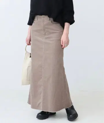 브라운 코튼 롱 스커트