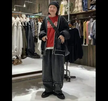 니코앤드 리메이크 배럴 데님 차콜