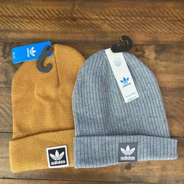 새상품 adidas 니트 모자 2세트 그레이 & 카멜