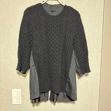 사카이 sacai 케이블 짜임 니트 도킹 셔츠