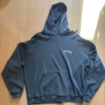 THRASHER 블랙 후드티 후드 부착