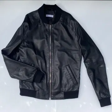 BLUE WELLFORD 블랙 레더 봄버 자켓