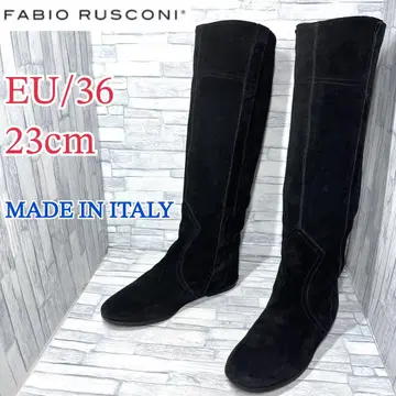 파비오 루스코니 스웨이드 롱 부츠 이탈리아제 블랙 23cm