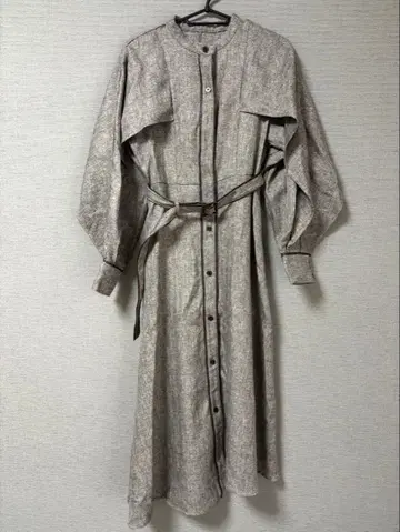 그레이 계열 롱 원피스 벌룬 슬리브