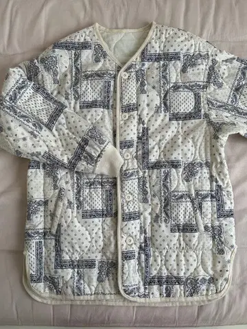 기하학 패턴 퀼팅 자켓 리버서블